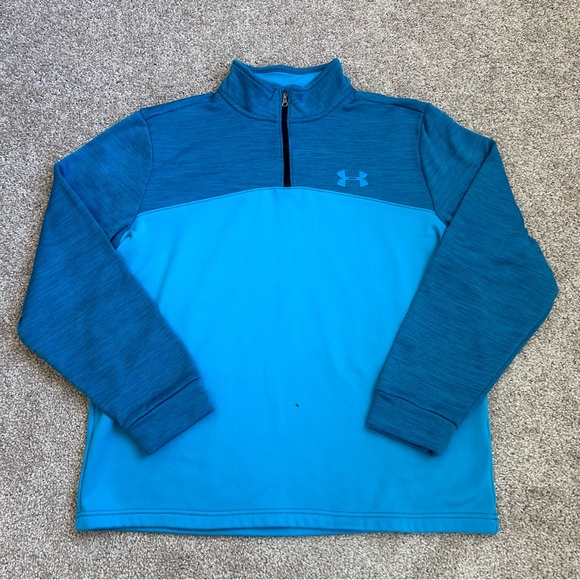 Under Armour Other - Under Armour ColdGear 1/4 Zip Pullover Men's Large Blue Two-Tone Fleece Loose